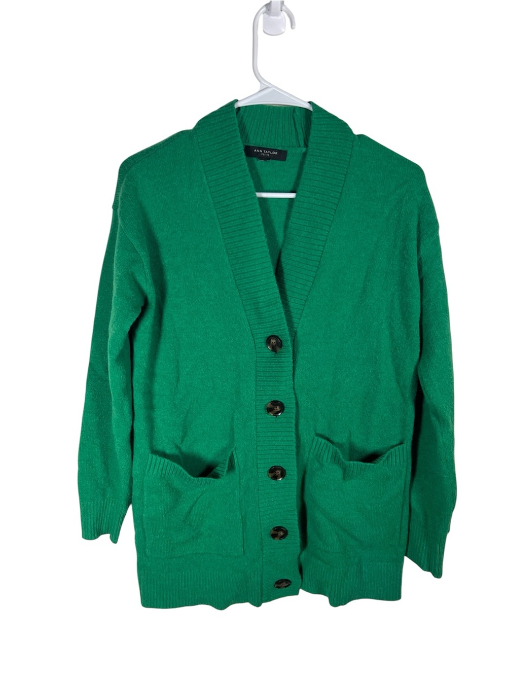 Ann Taylor Green Button-Front Cardigan with Deep Pockets Size XL